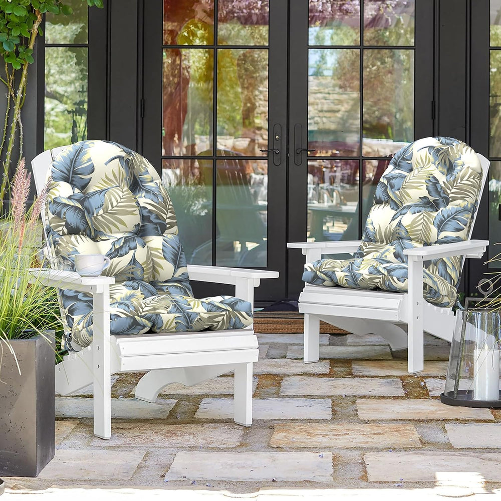 Outdoor Adirondack Chair Cushions with Ties, Tufted Outdoor Chair Cushion, An...
