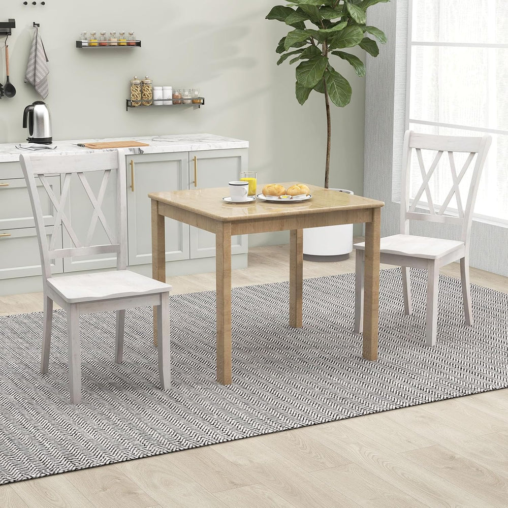GOFLAME Wooden Dining Chairs Set of 4, Mid Century Farmhouse Kitchen Chairs w...