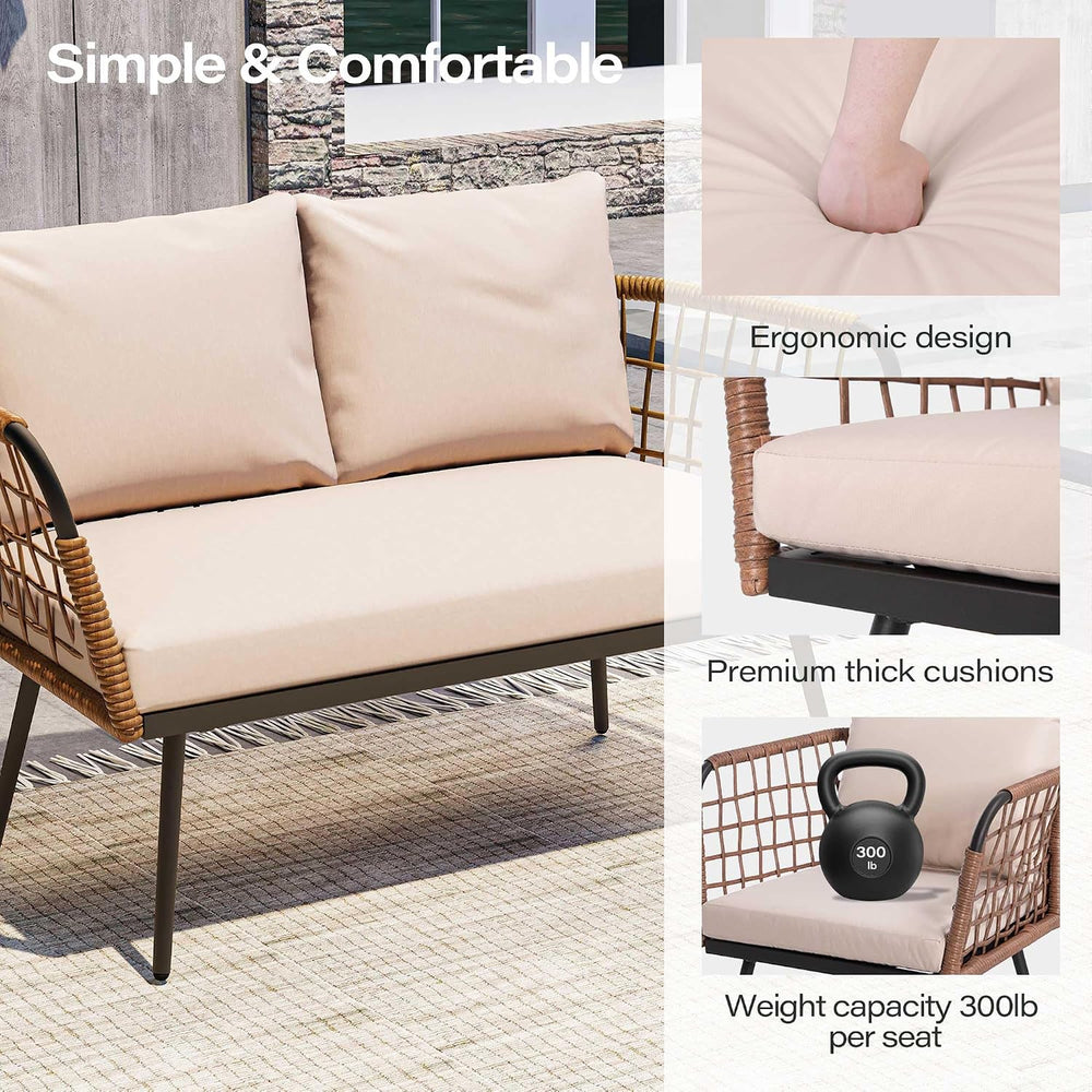 LAUSAINT HOME 4 Pieces Outdoor Patio Furniture Set, Rattan Balcony Furniture ...