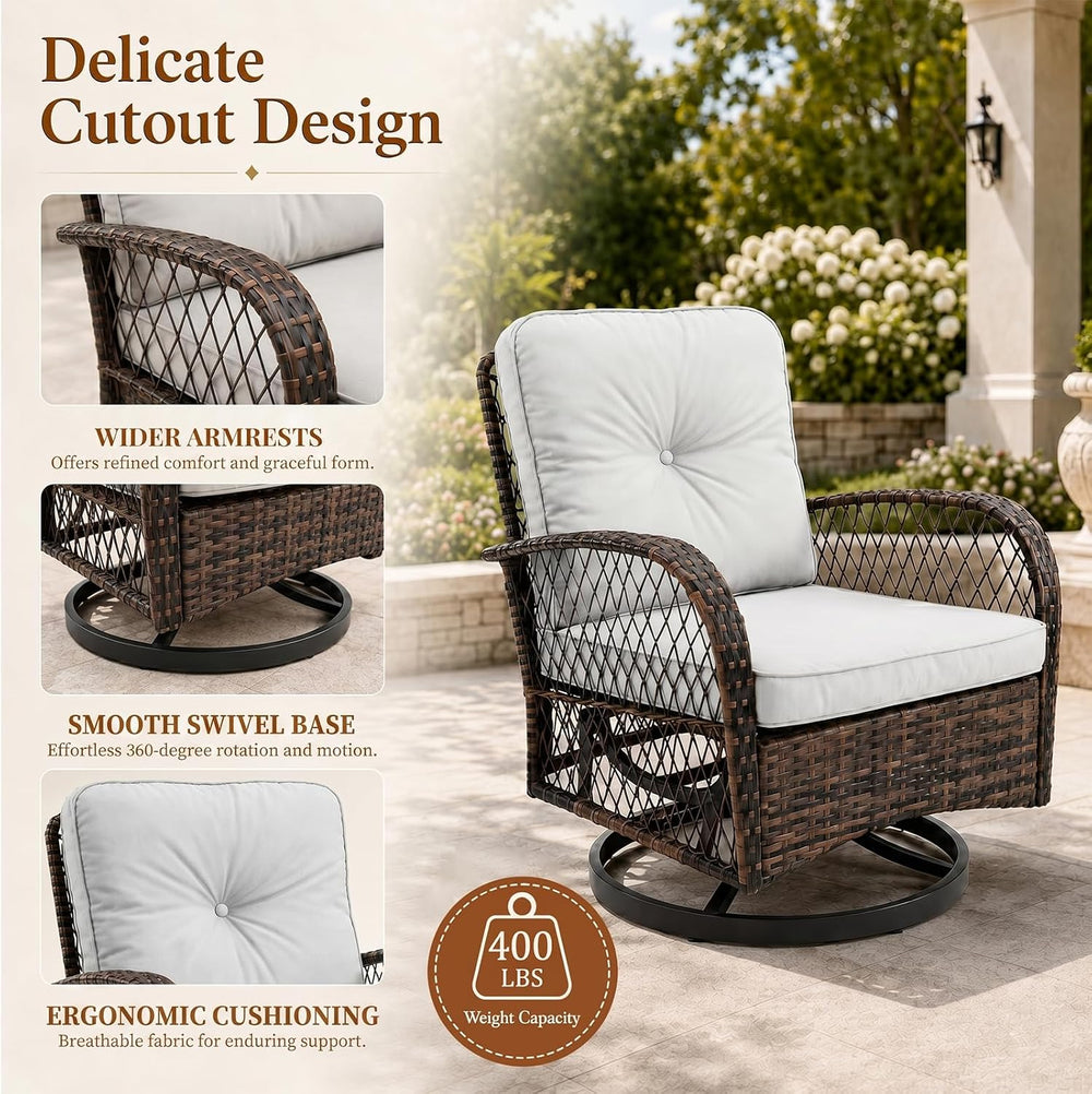 Outdoor Swivel Rocker Patio Chairs, 3 Piece Patio Furniture Set