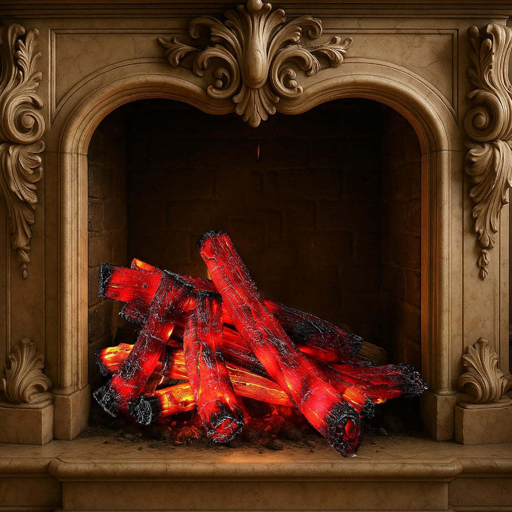 Tuanse 10 Pcs 8.7 in, 16 in Christmas Fireplace Logs Flameless Fake Logs