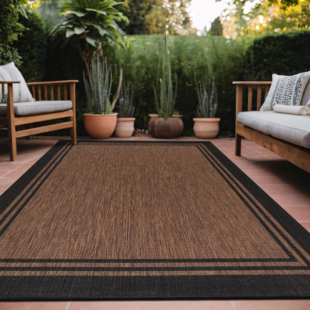 Luul Home Bordered Outdoor Rug 8x10 Washable Outside Carpet for Indoor Patio ...