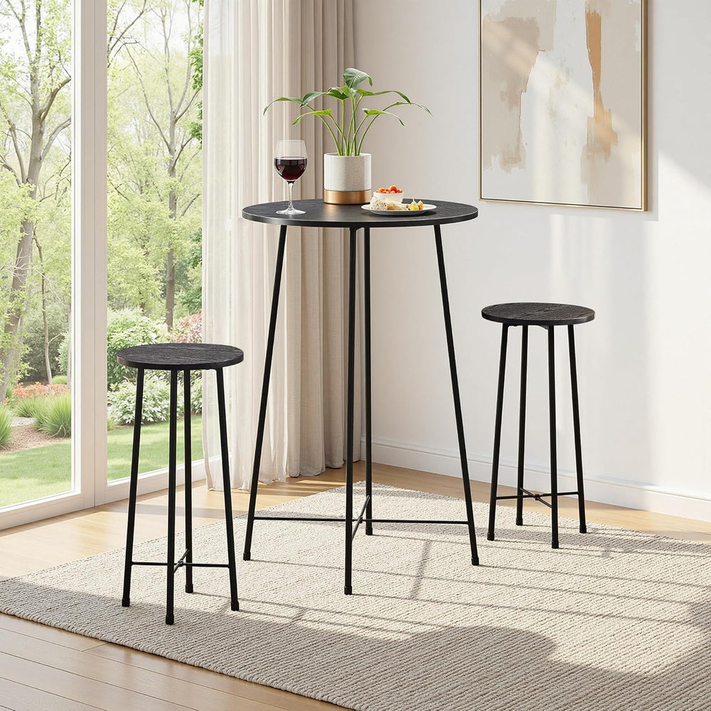 VECELO 3 Piece Pub Table and Chairs Sets Counter Height Bistro Bar Sets with ...