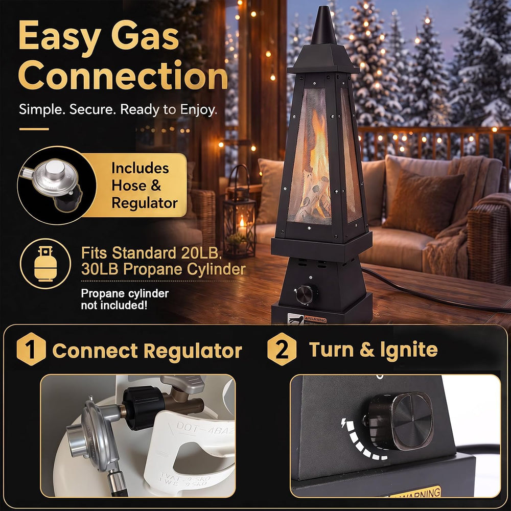 Uniflasy 27'' Propane Fire Pit Gas Chiminea for Patio