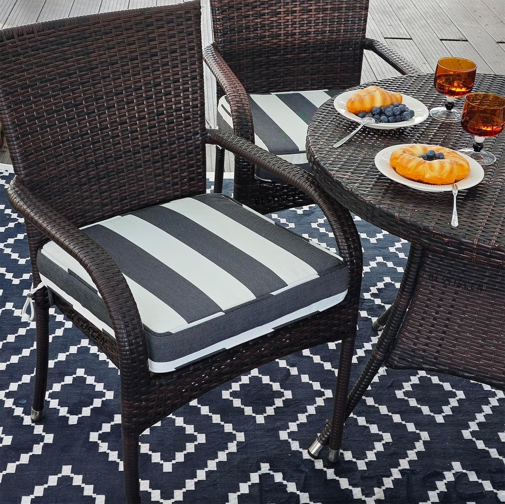 19x19x3 Inch utdoor Square Corner Chair Cushions with Ties Set of 2, Water&am...