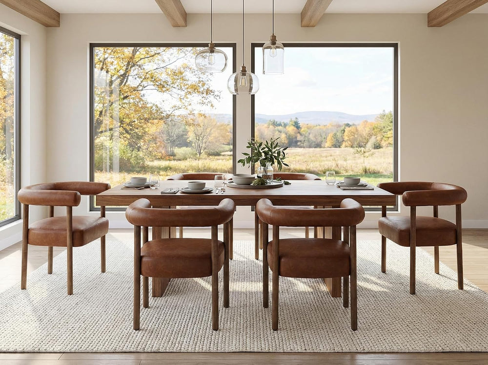 RIVOVA PU Leather Dining Chairs Set of 6, Modern Upholstered Dining Chairs, C...