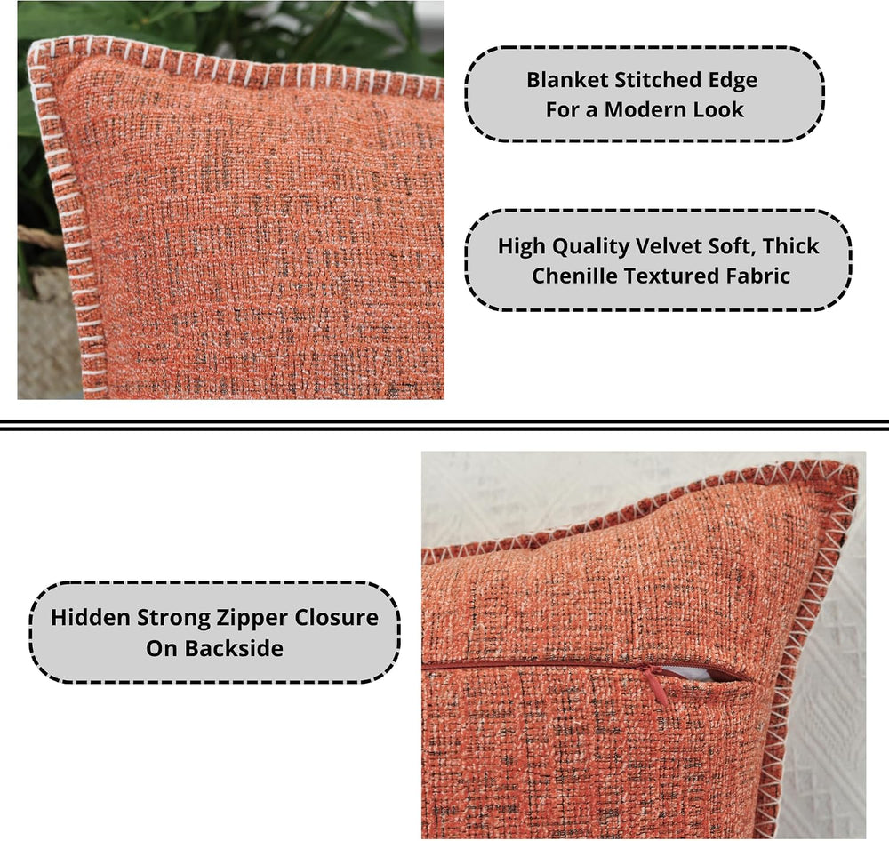 26x26 Pillow Covers Set of 2 Orange, Extra Large Throw Pillow Covers for Couc...