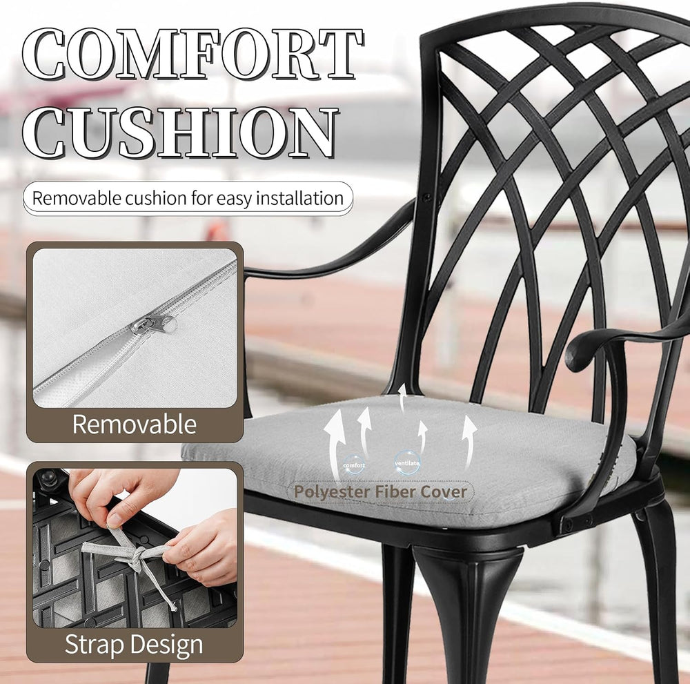3 Piece Patio Bistro Set with Cushions, Outdoor Bistro Table and Chairs Set o...