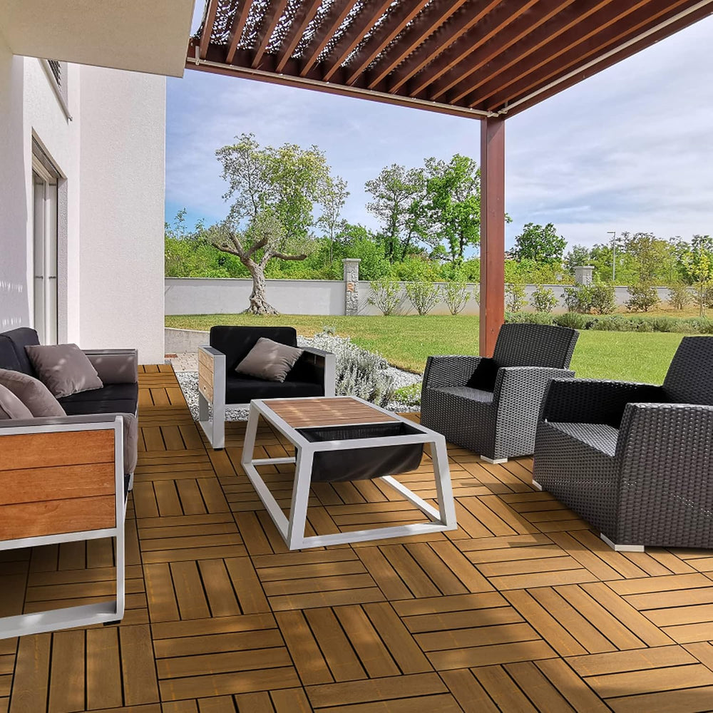 10PCS Interlocking Deck Tiles 12"x12"x0.94'' Acacia Patio D...