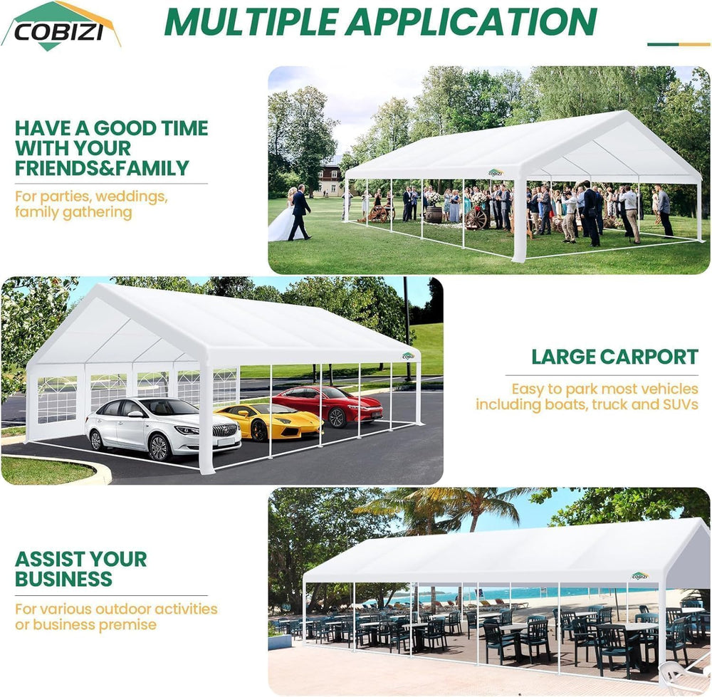 COBIZI 16x32 Heavy Duty Party Tent Outdoor Waterproof Canopy with 14 Church W...