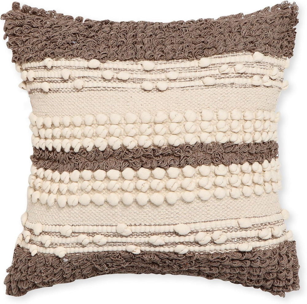 · REDEARTH · Boho Textured Handwoven Throw Pillow Cases - Boho Glam Taupe