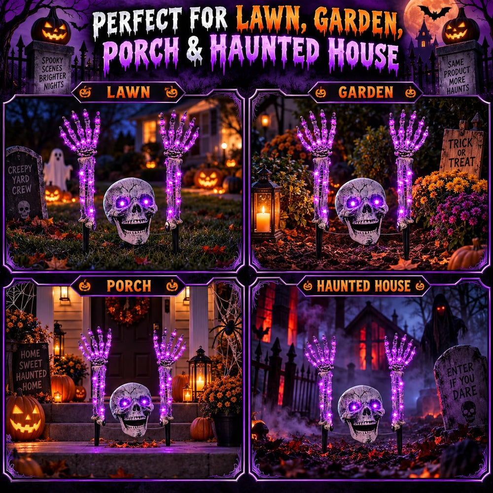 FLYSNK Lighted Halloween Skeleton Groundbreaker Decorations Outdoor, Spooky S...