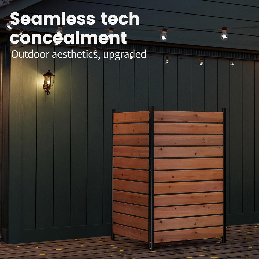 Wood Privacy Screen No Dig Outdoor Garden Fence (Reddish Brown, 61 * 37.8 in)