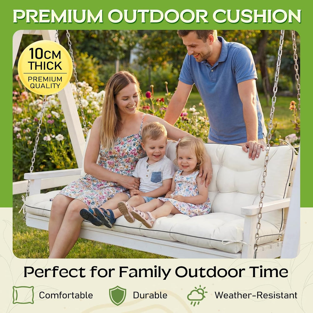 Oxford Fabric Swing Cushions with Backrest & Tie Straps for Patio Bench