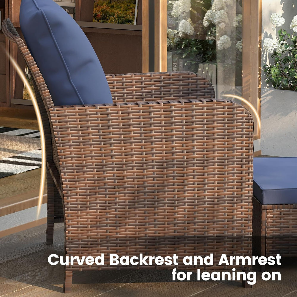 UDPATIO Balcony Furniture, Space-Saving Patio Chairs with Ottoman