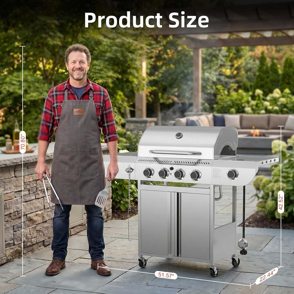 COWSAR 4-Burner Gas Grill, 42000 BTU BBQ Grill, Stainless Steel Barbecue Gril...