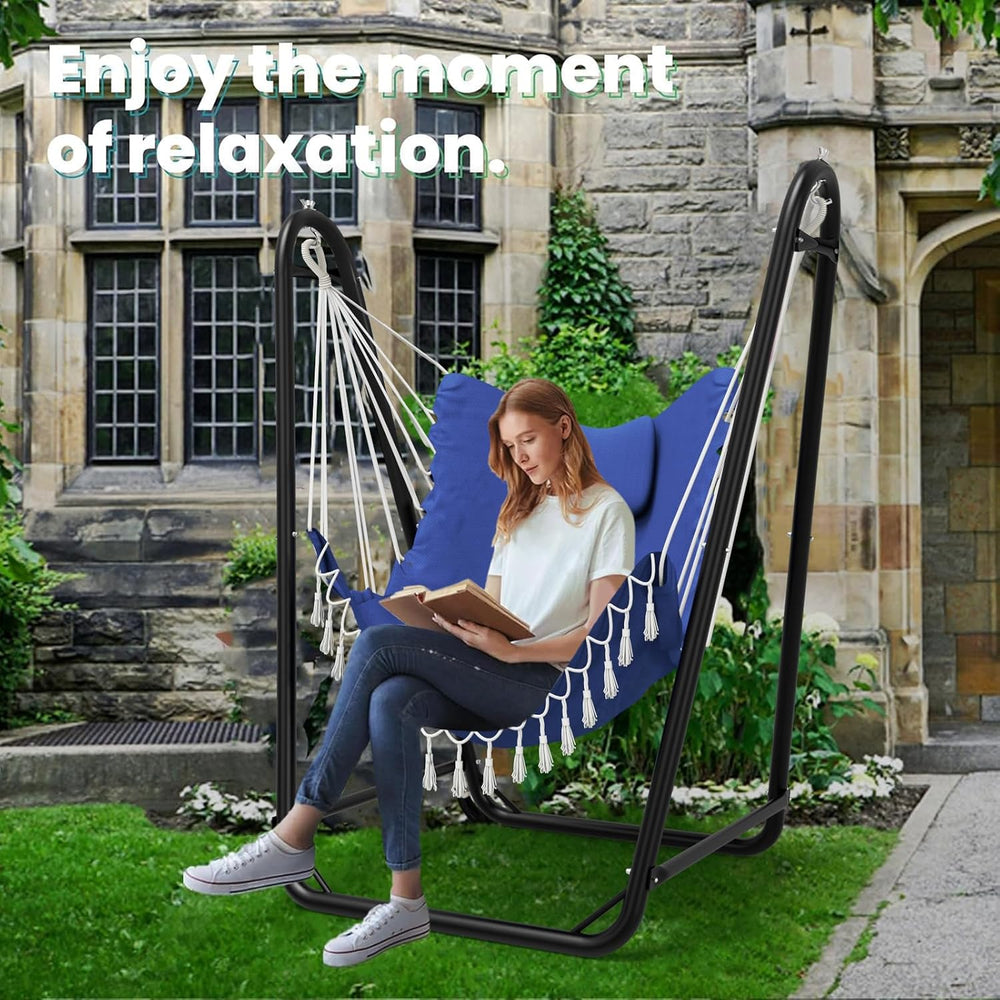 TOREVISIOR Hammock Chair with Stand, 350 lbs Swing Chair for Indoor Outdoor