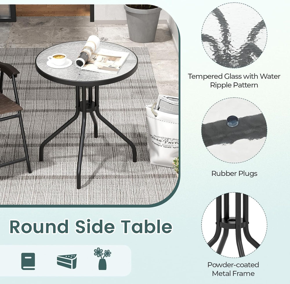 S AFSTAR 3-Piece Patio Dining Set, Steel Bistro Table and Chairs Set of 2 w/F...