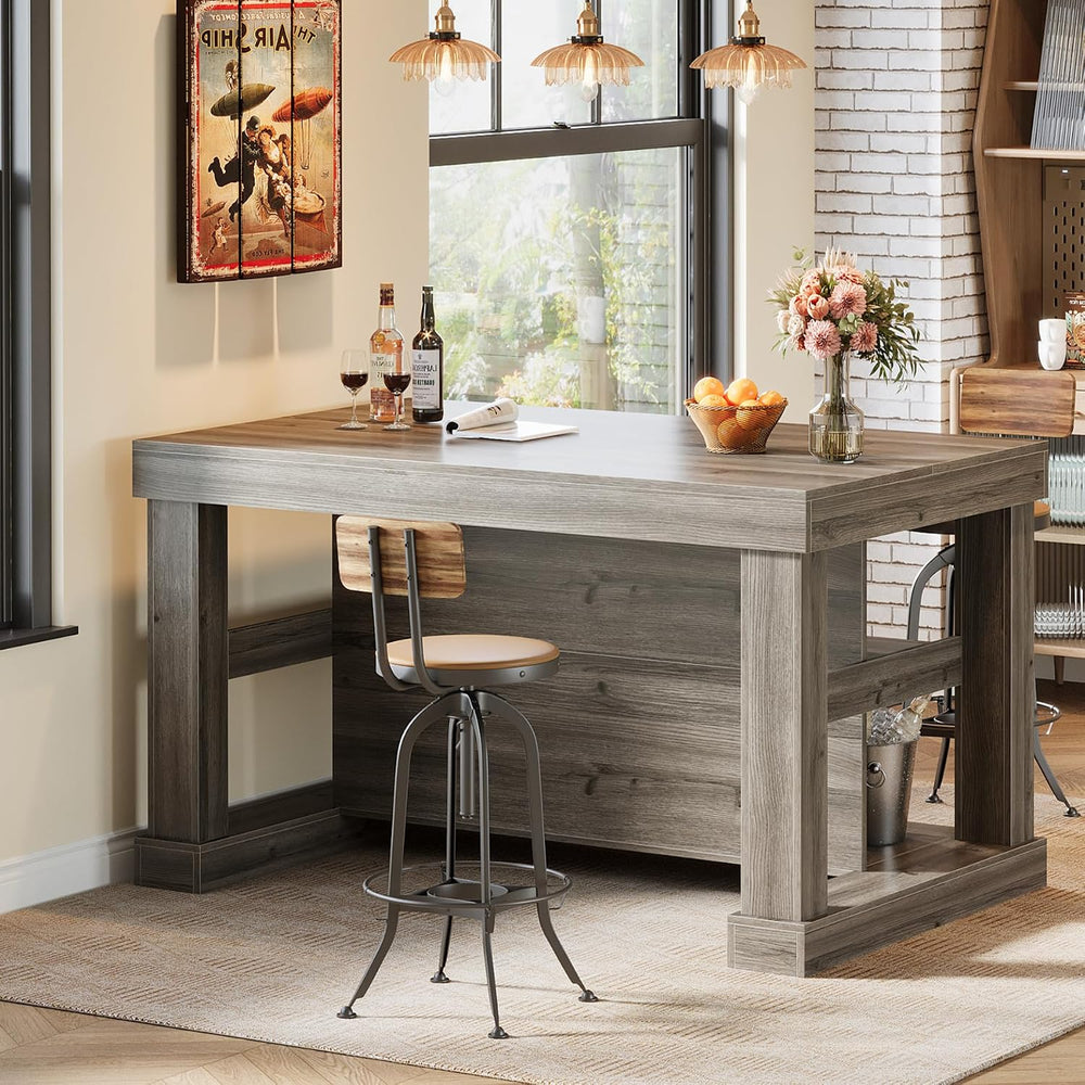 Tribesigns Rectangular Bar Table, High Top Pub Table with 3 Shelves