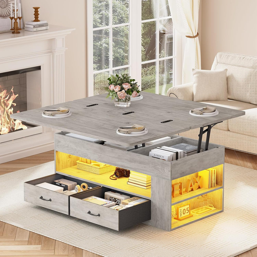 Itaar Lift Top Coffee Table, 4 in 1 Coffee Tables with Storage and Hidden Com...