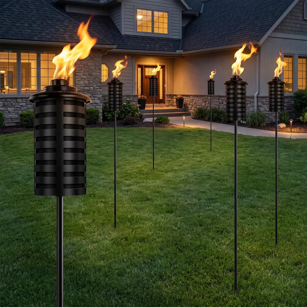 6-Pack Home Garden Torch , 16 Oz Outdoor Black Metal Torch Garden Décor ,60-I...