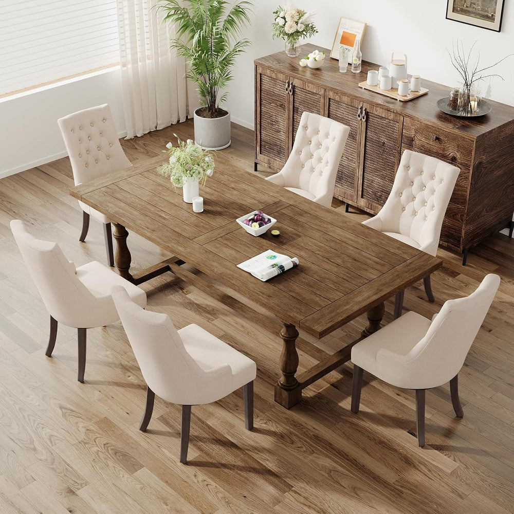 COLAMY Wingback Upholstered Dining Chairs Set of 4, Fabric Side Dining Room C...