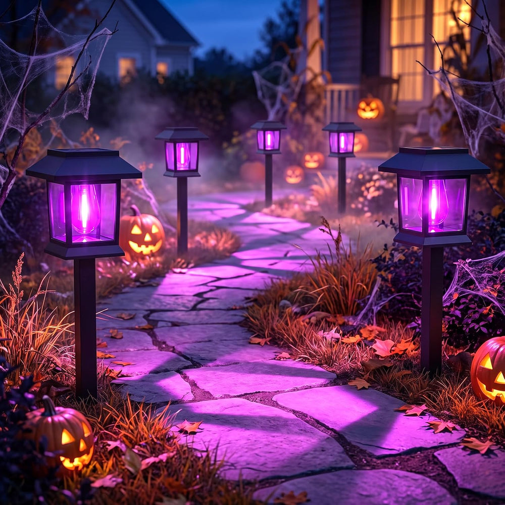 Greluna Solar Lights Outdoor,12 Pack Purple Waterproof Auto On/Off Solar Path...