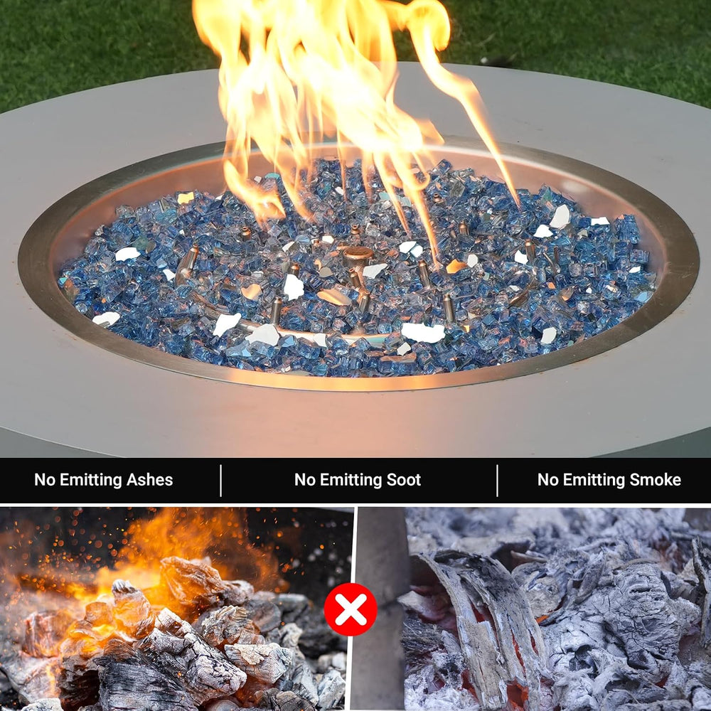 Skyflame 1/2-Inch Fire Pit Glass Rocks for Fireplace Fire Pit, 15-Pound