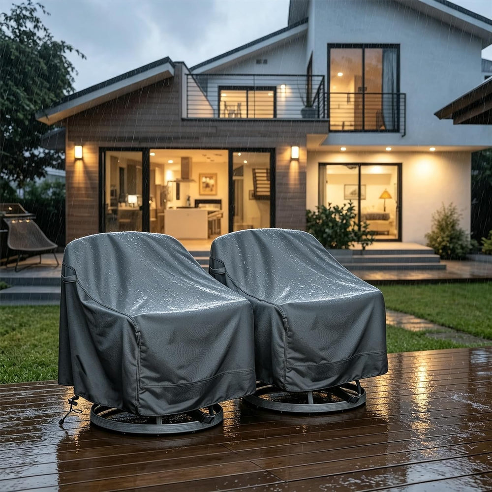 Patio Swivel Chair Covers 2 Pack, 39 x 37 x 38.5 in, Waterproof Gray