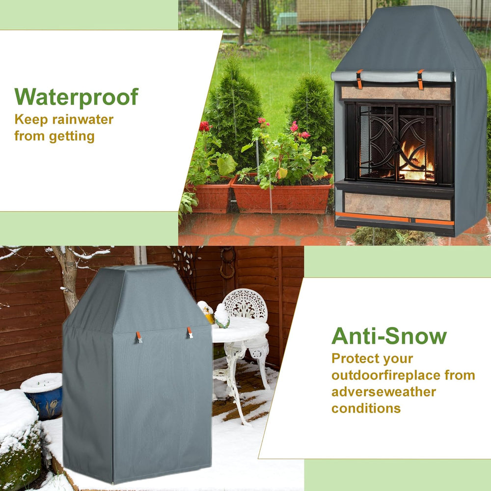 Outdoor Fireplace Cover, Heavy Duty Waterproof Oxford Fabric for Protecting O...