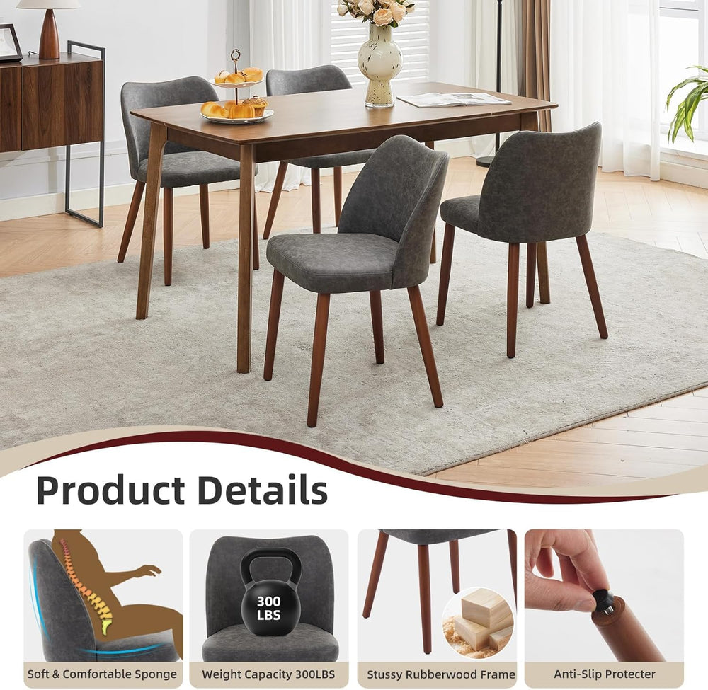 GarveeHome Wooden Dining Chair Set of 4 Upholstered Leather Dining Chair