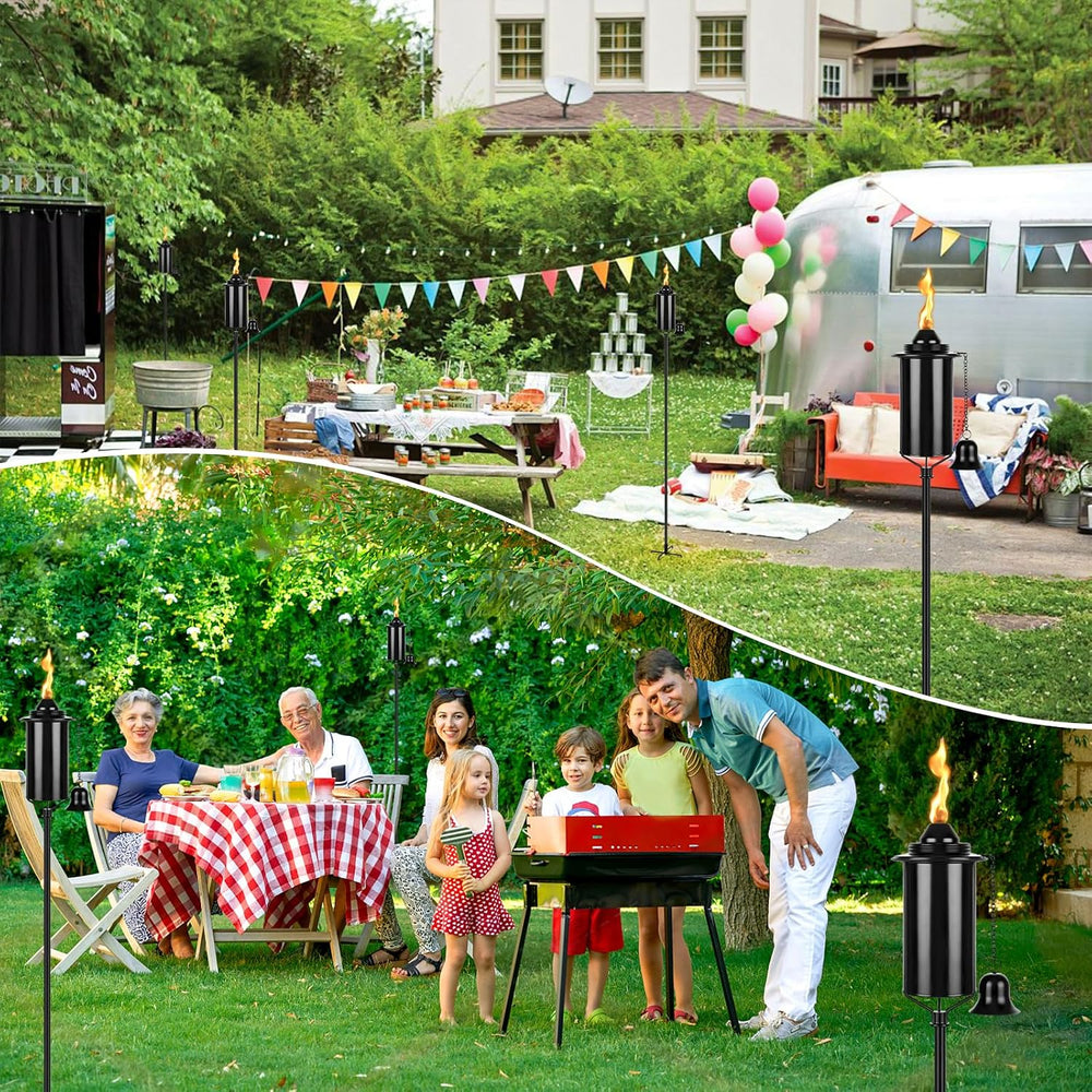 6 Pack Citronella Torches for Outside, 5-Prong Grounded Stake Outdoor Torches...