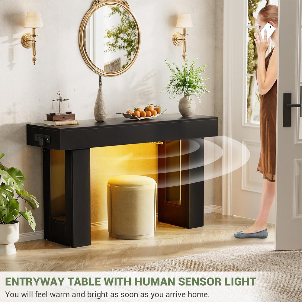 Unikito 47" Entryway Table with Sensor Light & AC Outlets with USB-C...