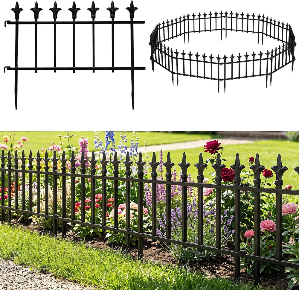 GIANTEX 10 Panels Decorative Metal Garden Fence, 18 FT, No Dig, Heavy Duty