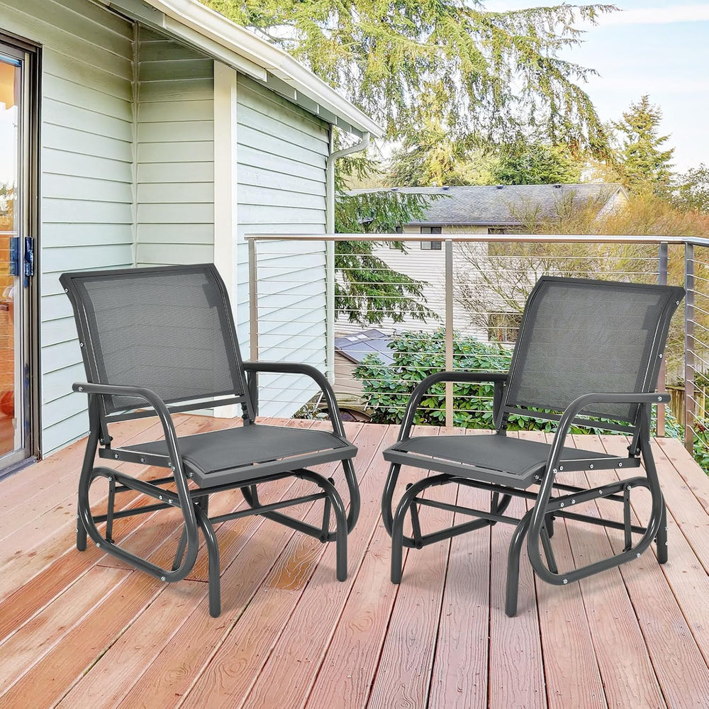 DORTALA Swing Glider Chair, Outdoor Rocking Chair w/Study Metal Frame, Comfor...