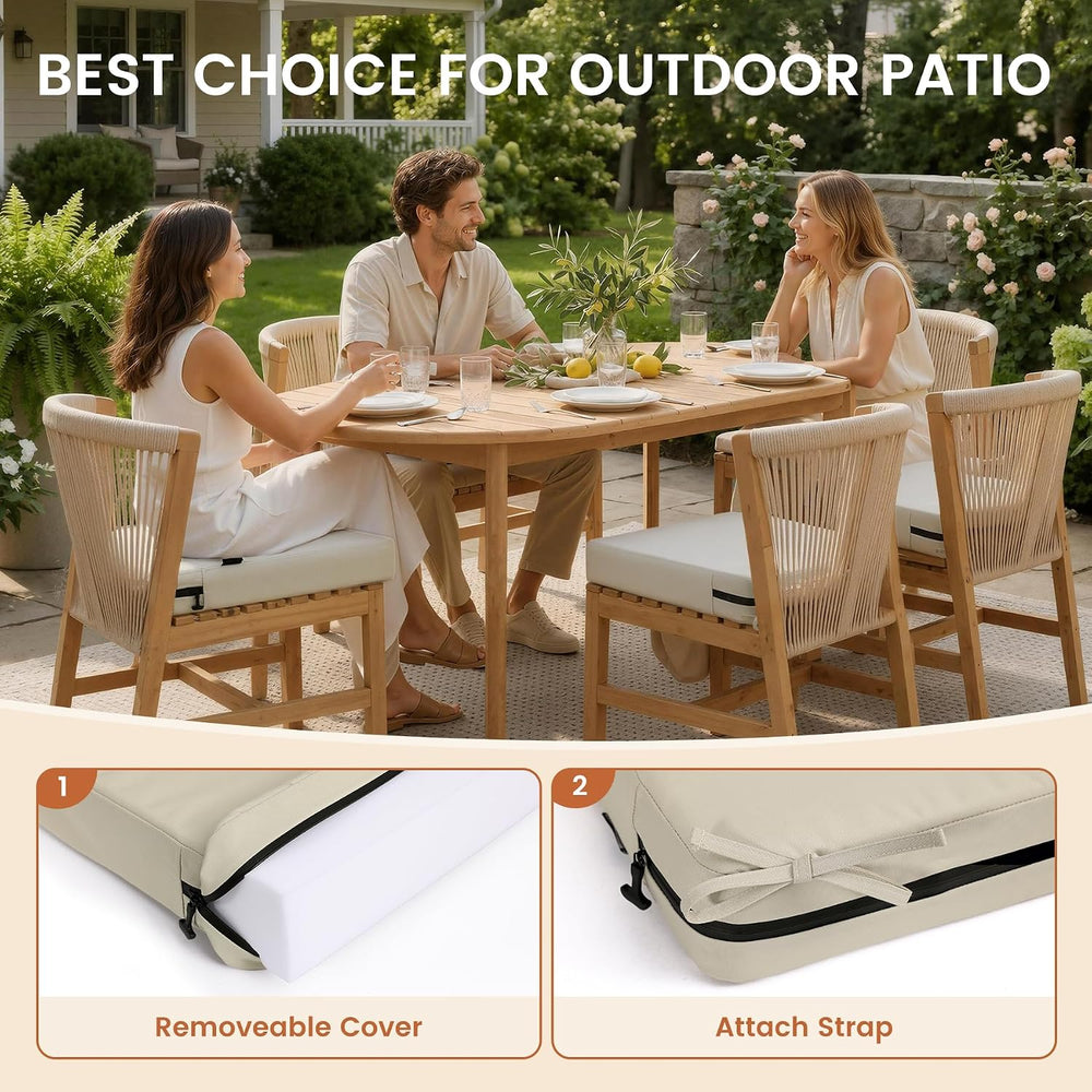 Favoyard 2-Pack Waterproof Outdoor Seat Cushions, 19" x 19", Beige