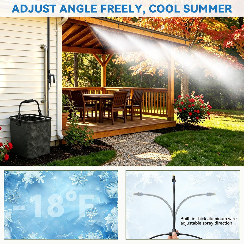 Portable Misting Cooling System Kit with 10M Hose, 4500mAh Rechargeable Pump ...