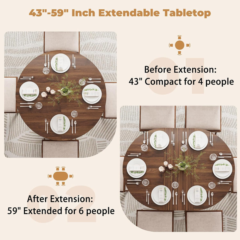 Epecoya 59-Inch Extendable Dining Table, Kitchen Table for 4-6 People
