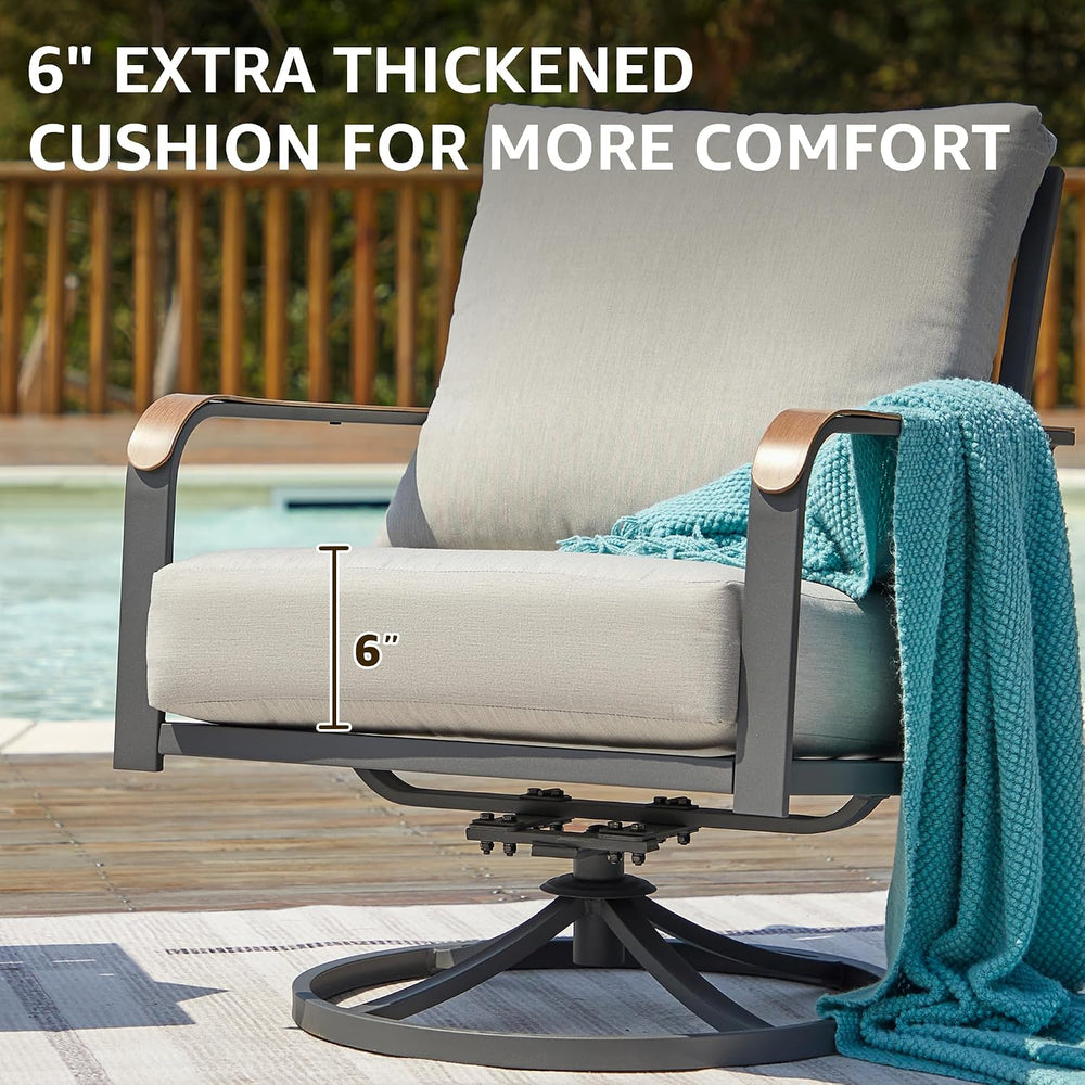 NATURAL EXPRESSIONS Patio Swivel Chairs Set of 2,Outdoor Rocker Chairs Set wi...