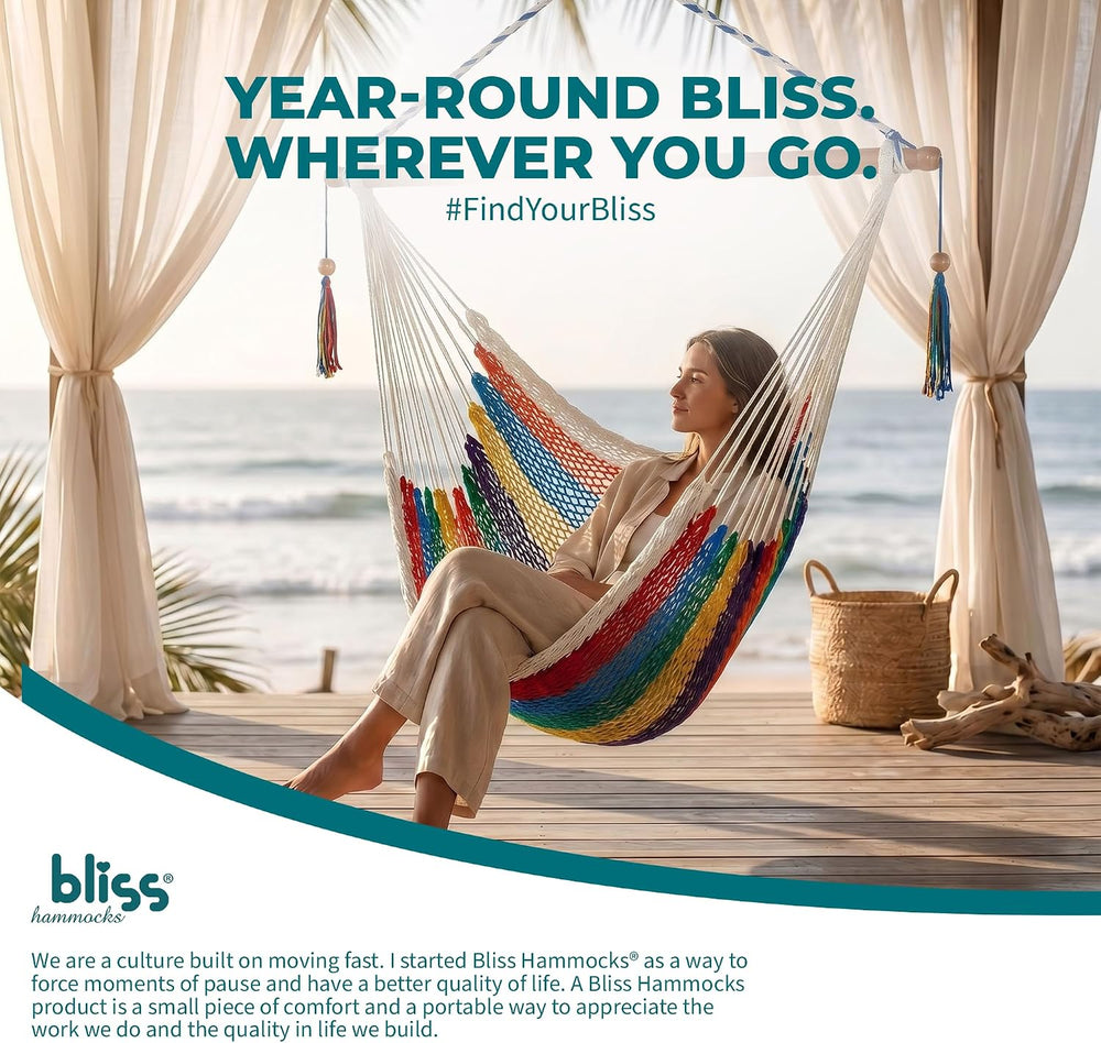 Bliss Hammocks Tahiti Hammock Chair with Spreader Bar, Multicolor