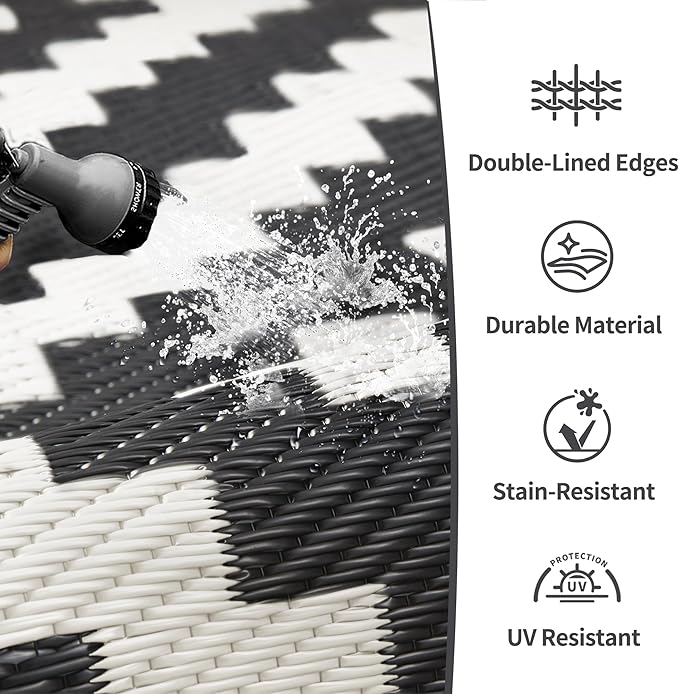 GENIMO Outdoor Rugs 8x10 Waterproof, Reversible Mats, Area Plastic Straw Rug,...