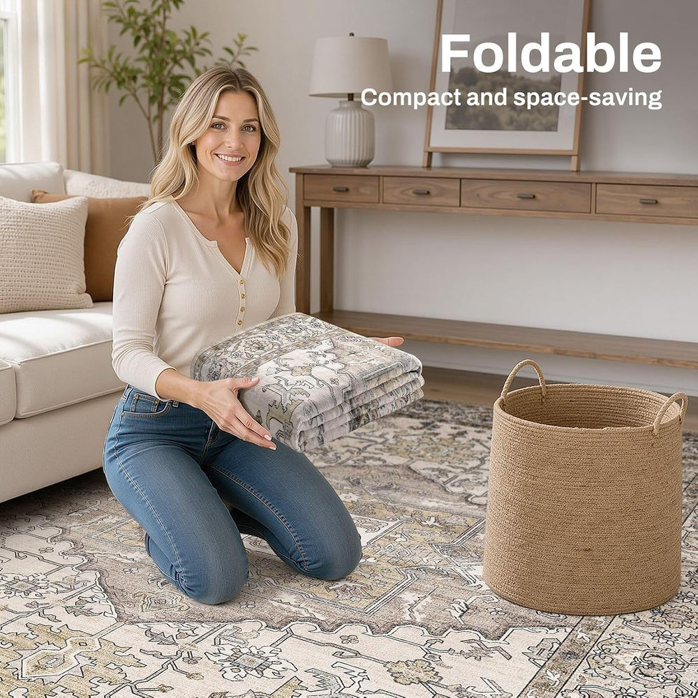 8x10 Area Rugs for Living Room: Washable Soft Brown Neutral Rug