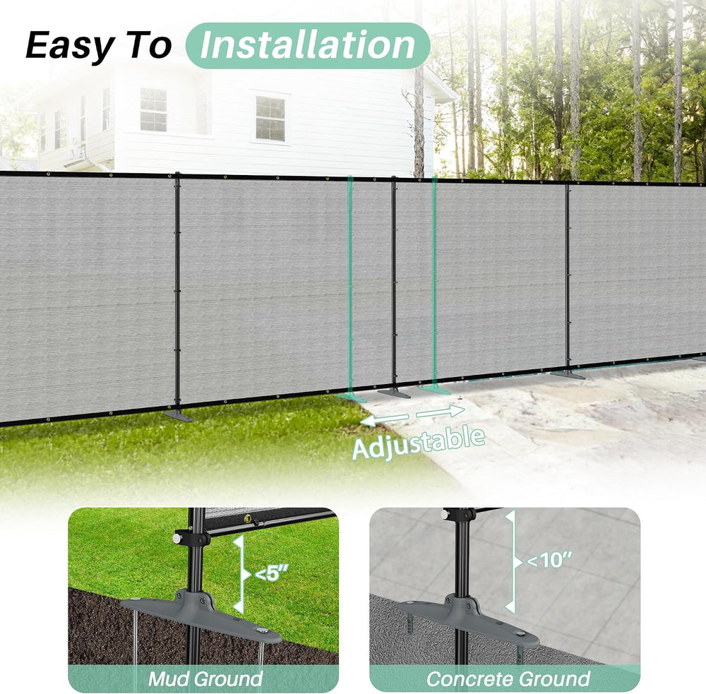 SunnyRoyal 5' x 12' Privacy Fence Screen Panel with Iron Poles Freest...