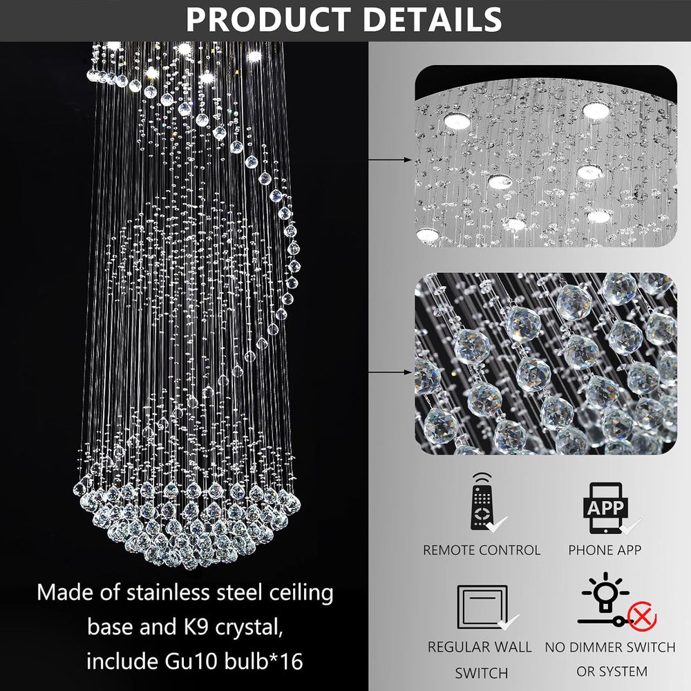 D40'' x H120'' Crystal Chandelier High Ceiling Chandeliers fo...