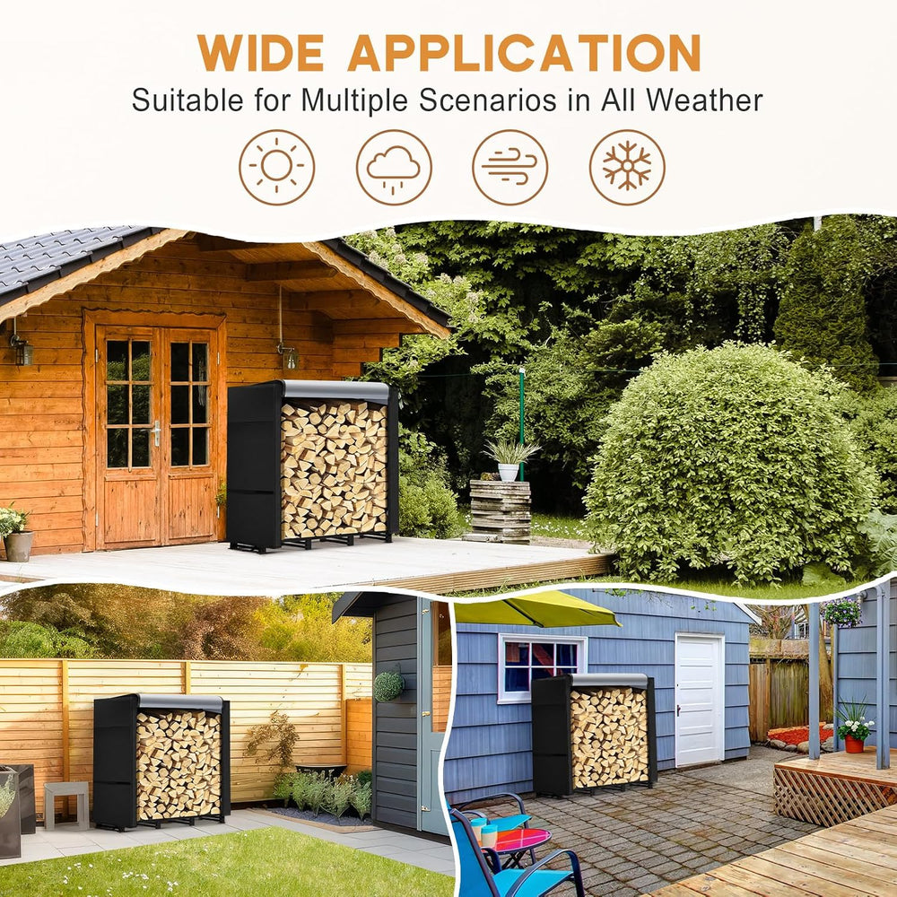 4ft Firewood Rack Outdoor with Waterproof Widened Cover