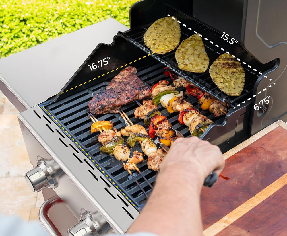 Permasteel 2-Burner Propane Gas Grill, BBQ Grill with Foldable Side Tables &a...