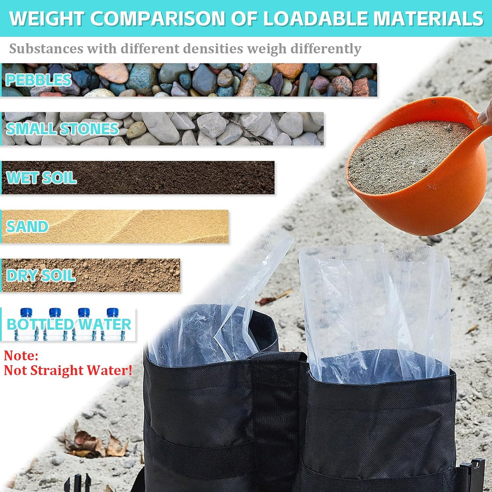 Extra Large 240LBS Sand Bags for Canopy Wide Legs with Inner Plastic Bag