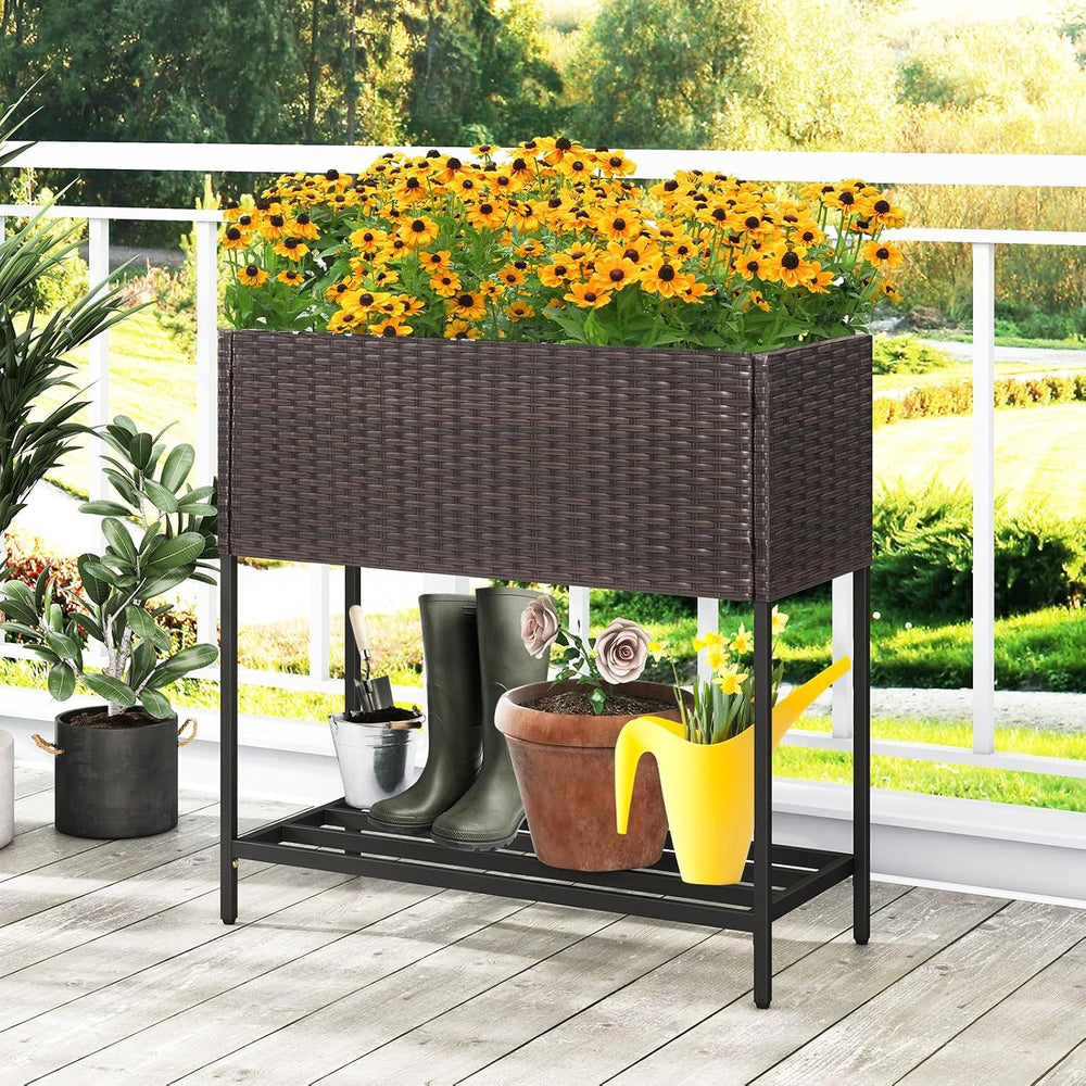 Giantex Raised Garden Bed with Legs, 28" x12" Rattan Elevated Plant...