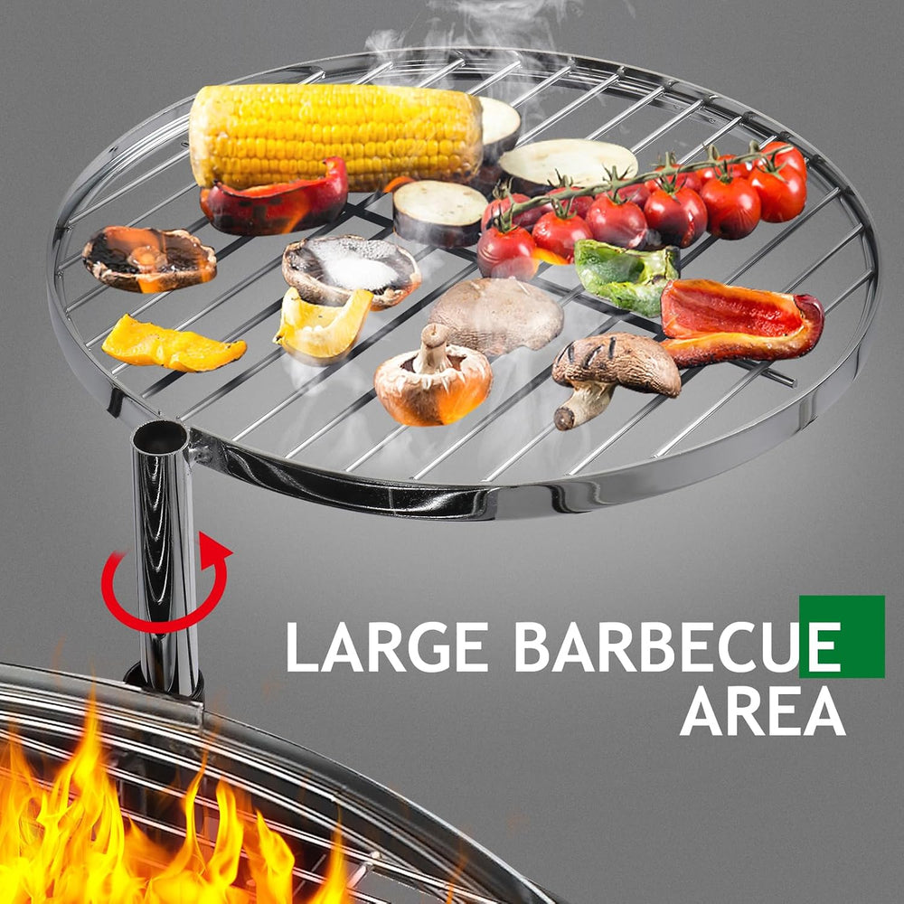 VINGLI 33 Inch Outdoor Fire Pit with 2 Grills, Wood Burning Firepit with Swiv...