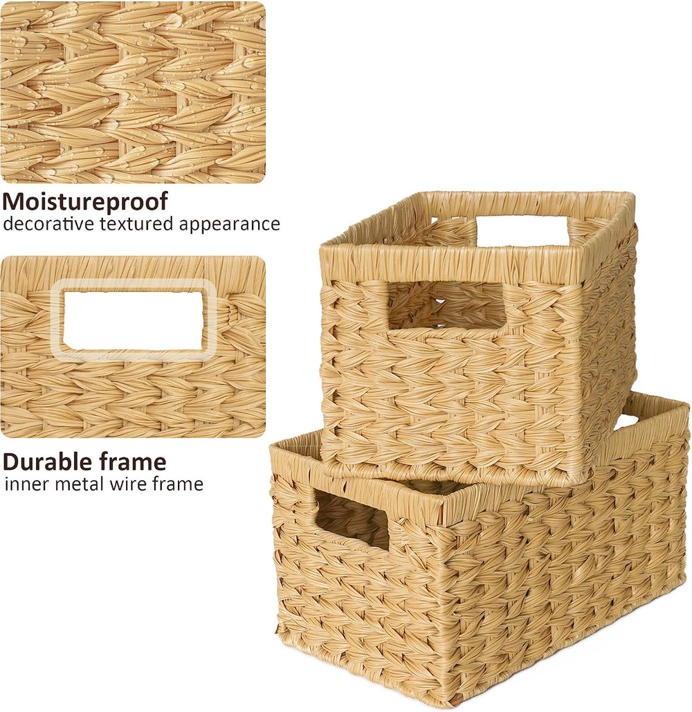 GRANNY SAYS Wicker Storage Baskets, Waterproof Woven Baskets, 2-Pack